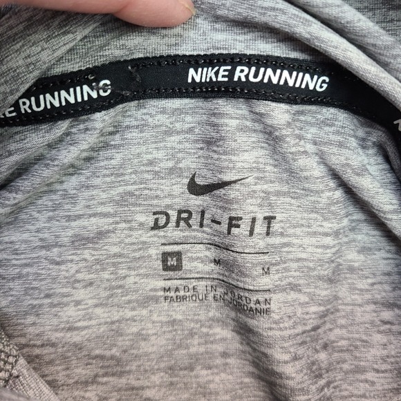 Nike Running Element Hoodie Women's M Grey Dri-Fit Thumb Holes Stretch Mock Neck - Picture 3 of 9
